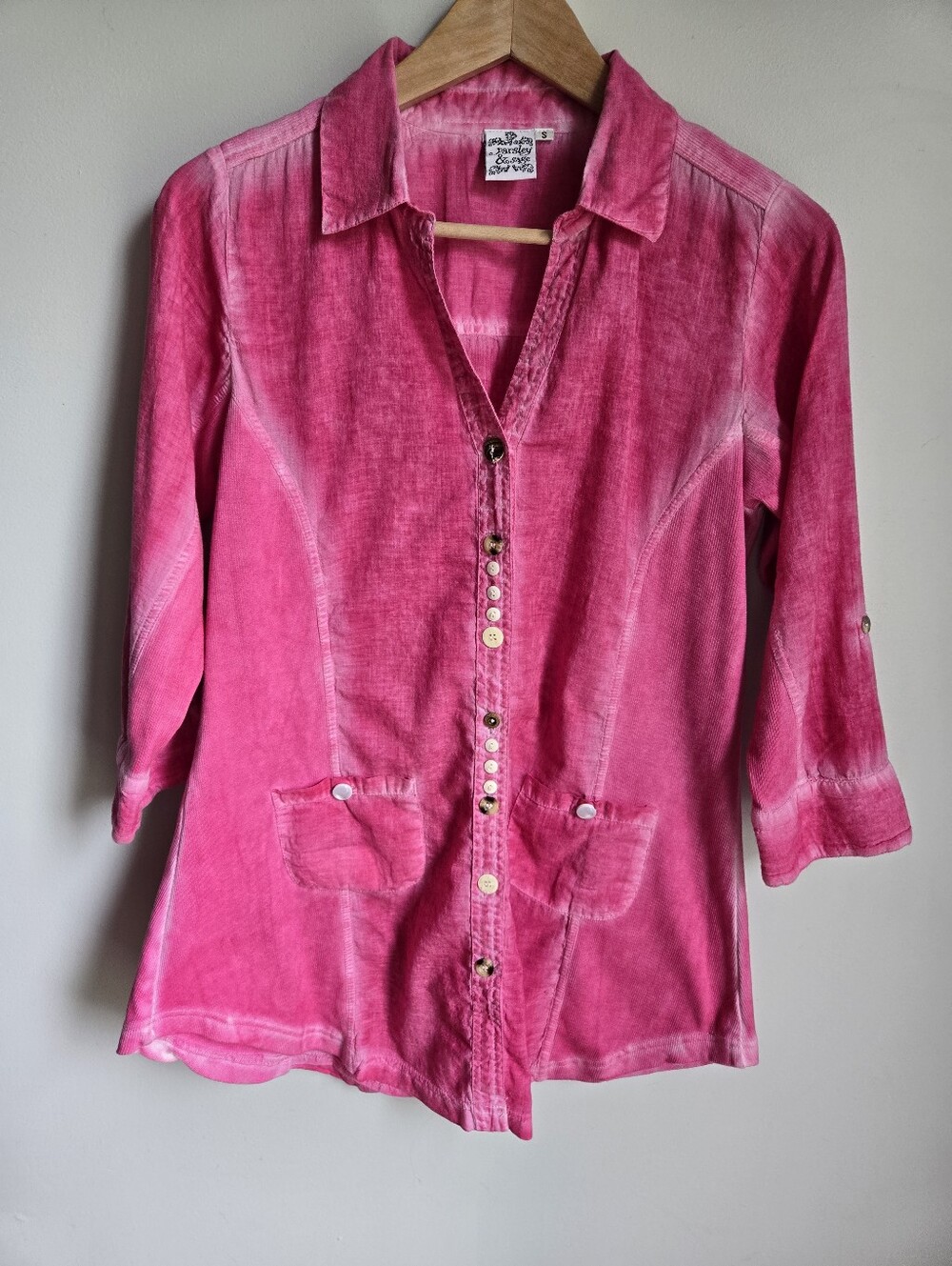 PARSLEY & SAGE Bright Pink Button-Front Shirt